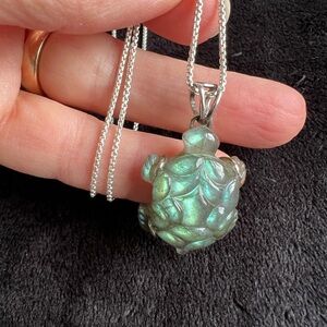 Labradorite Turtle Pendant Necklace
